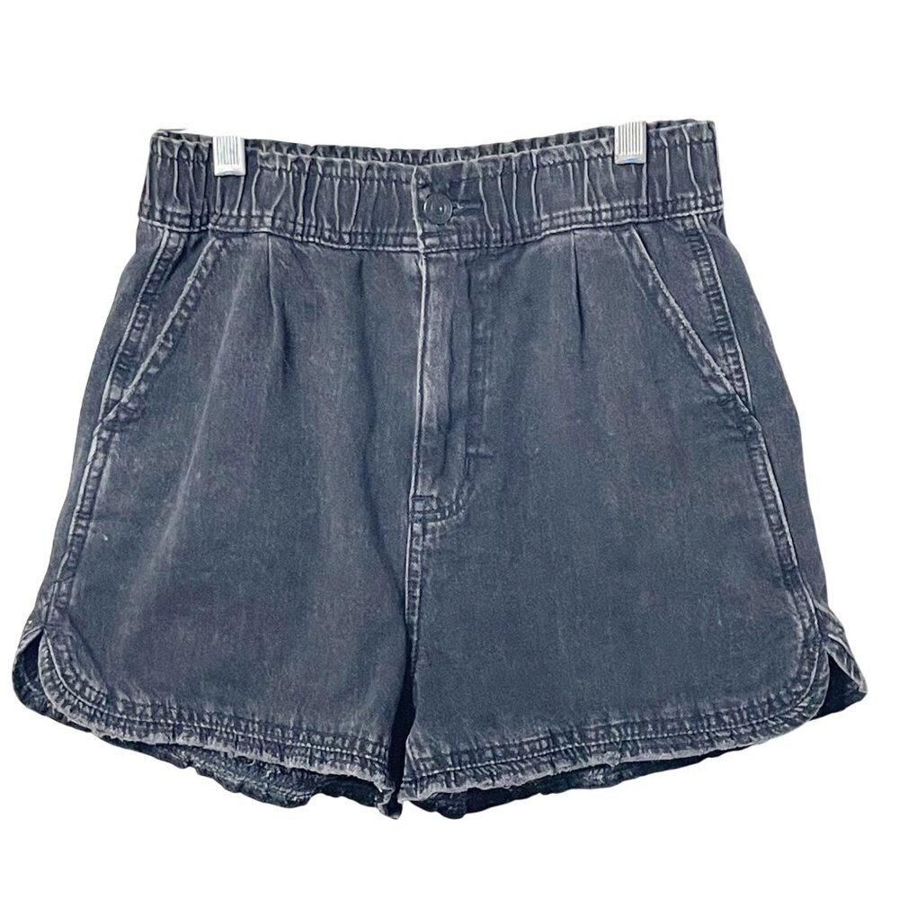American Eagle Mom Short High Rise Black Wash Stretchy Waist Women's Size 0